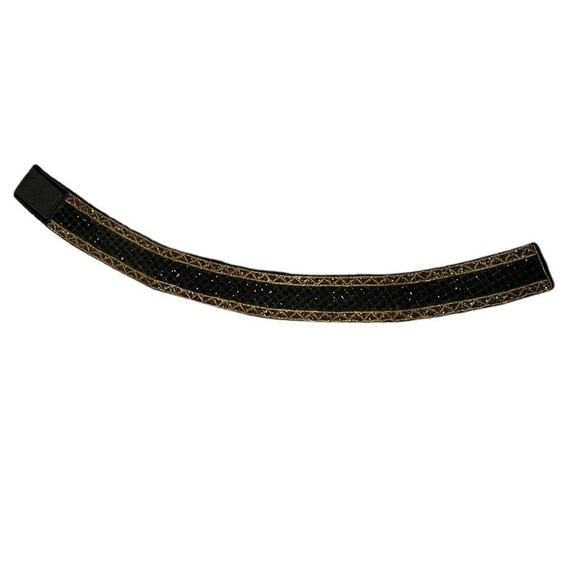 Christian Dior Black Beaded Wide Velvet Belt Hand… - image 8
