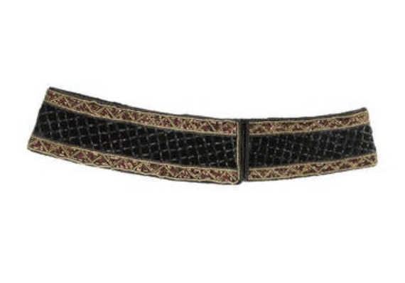 Christian Dior Black Beaded Wide Velvet Belt Hand… - image 1