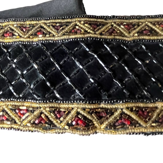 Christian Dior Black Beaded Wide Velvet Belt Hand… - image 5