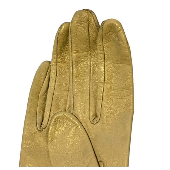 Vintage Long ecru leather gloves Size 6.5 - image 9