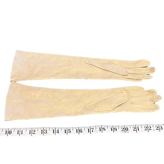 Vintage Long ecru leather gloves Size 6.5 - image 5
