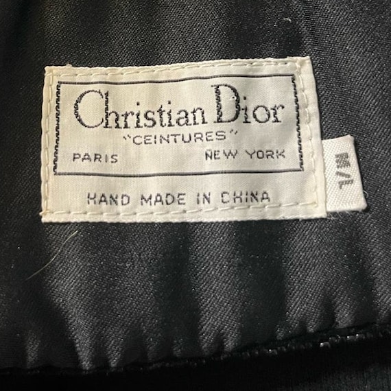 Christian Dior Black Beaded Wide Velvet Belt Hand… - image 2