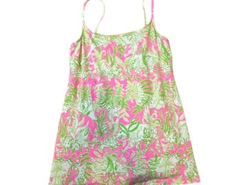 Lilly Pulitzer Badeanzug Pink und Grün Jungle Themed Size 8