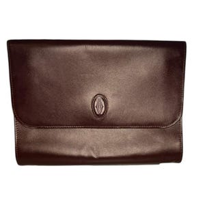 Clutch unisex vintage de piel burdeos Must de Cartier de Cartier