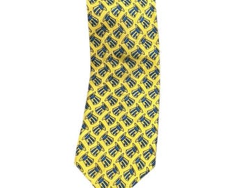 Corbata de seda azul y oro amarillo del primer juego del tío Sam de Grateful Dead, rara colección vintage