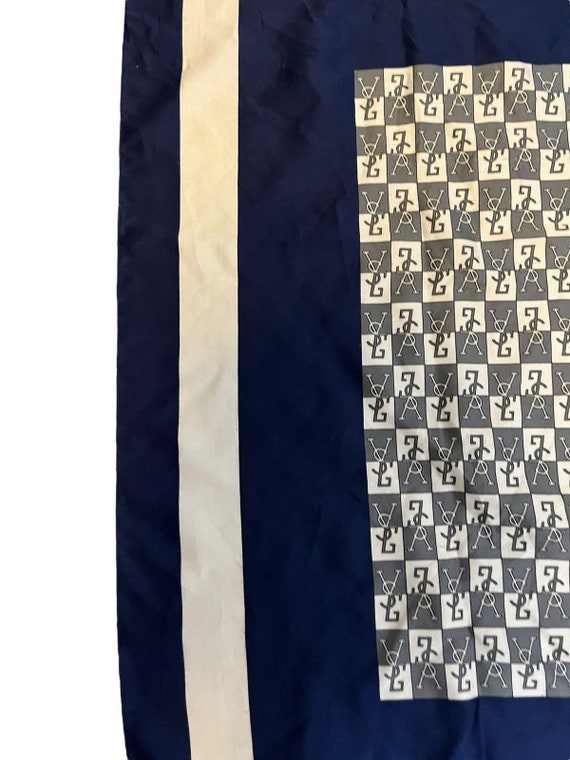Yves Saint Laurent Navy Logo Square Scarf Made in… - image 10