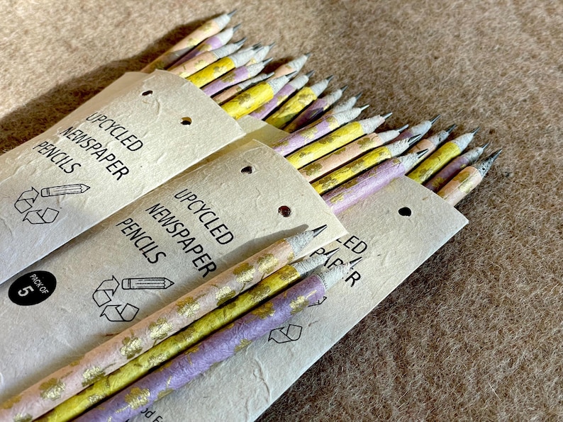 Upcycled Newspaper Pencil Set: HB2 Graphite Pencils - Set of 5 image 2