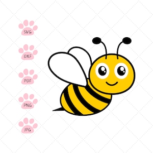Abeja SVG PNG, Abeja Bumble, Abeja Miel Svg, Archivo cortado, Clip Art de abeja, Silueta Cricut Descarga instantánea