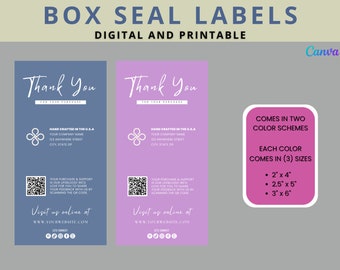 Box Seal Label Template, Editable Packaging Seal Sticker (PL3)