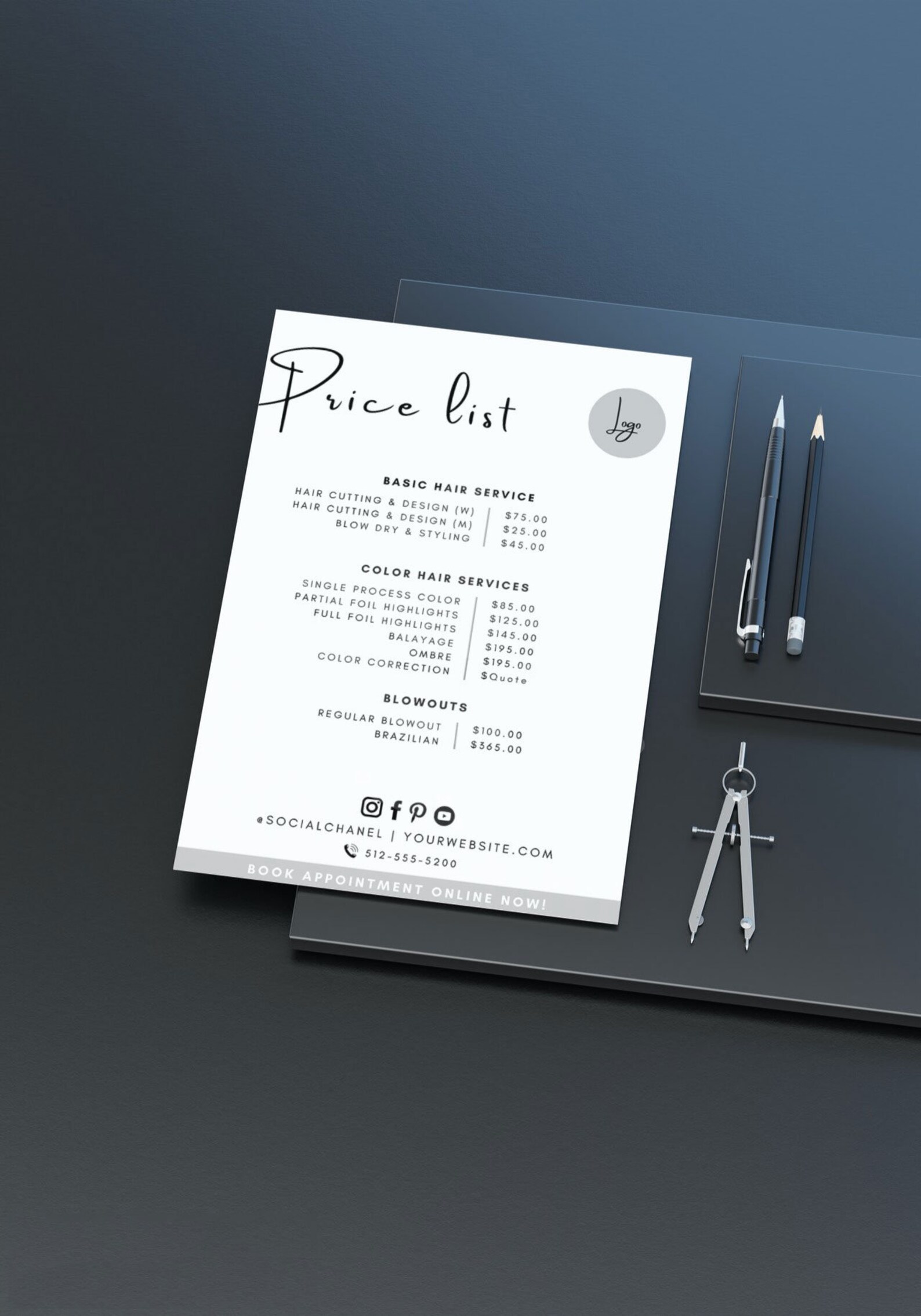 EDITABLE Price List Template Printable Business Price List Etsy