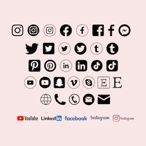 Social Media Transparent Icons SVG Bundle 37 Icon Logos Facebook Instagram Pinterest YouTube Twitter image 1