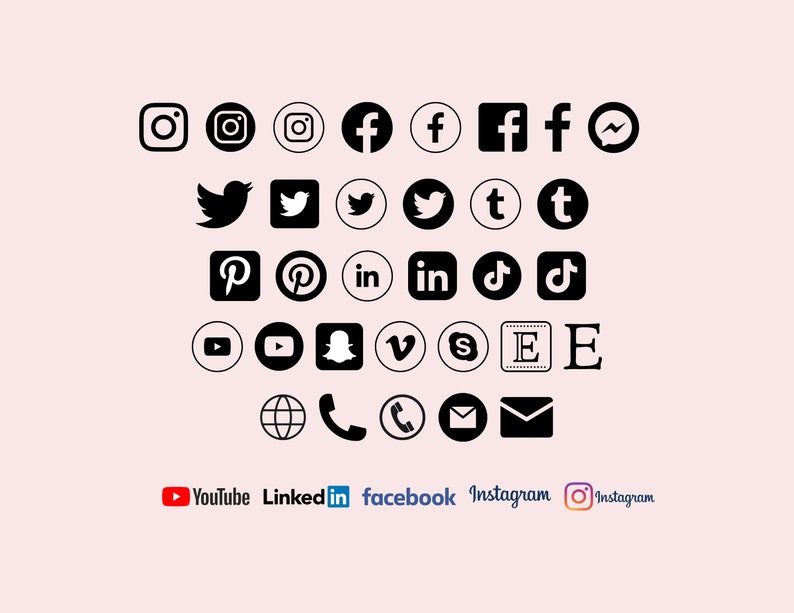 Social Media Transparent Icons SVG Bundle 37 Icon Logos Facebook Instagram Pinterest YouTube Twitter image 1