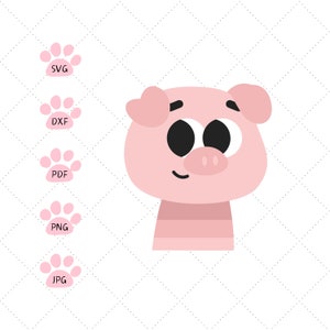 Pig Svg, Piglet svg, Pig cut file, Pig head, Farm animal, Pig clip art, Cute Pig PNG SVG Silhouette and Cricut Cut Design