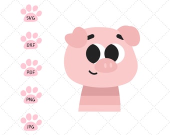 Pig Svg, Piglet svg, Pig cut file, Pig head, Farm animal, Pig clip art, Cute Pig PNG SVG Silhouette and Cricut Cut Design