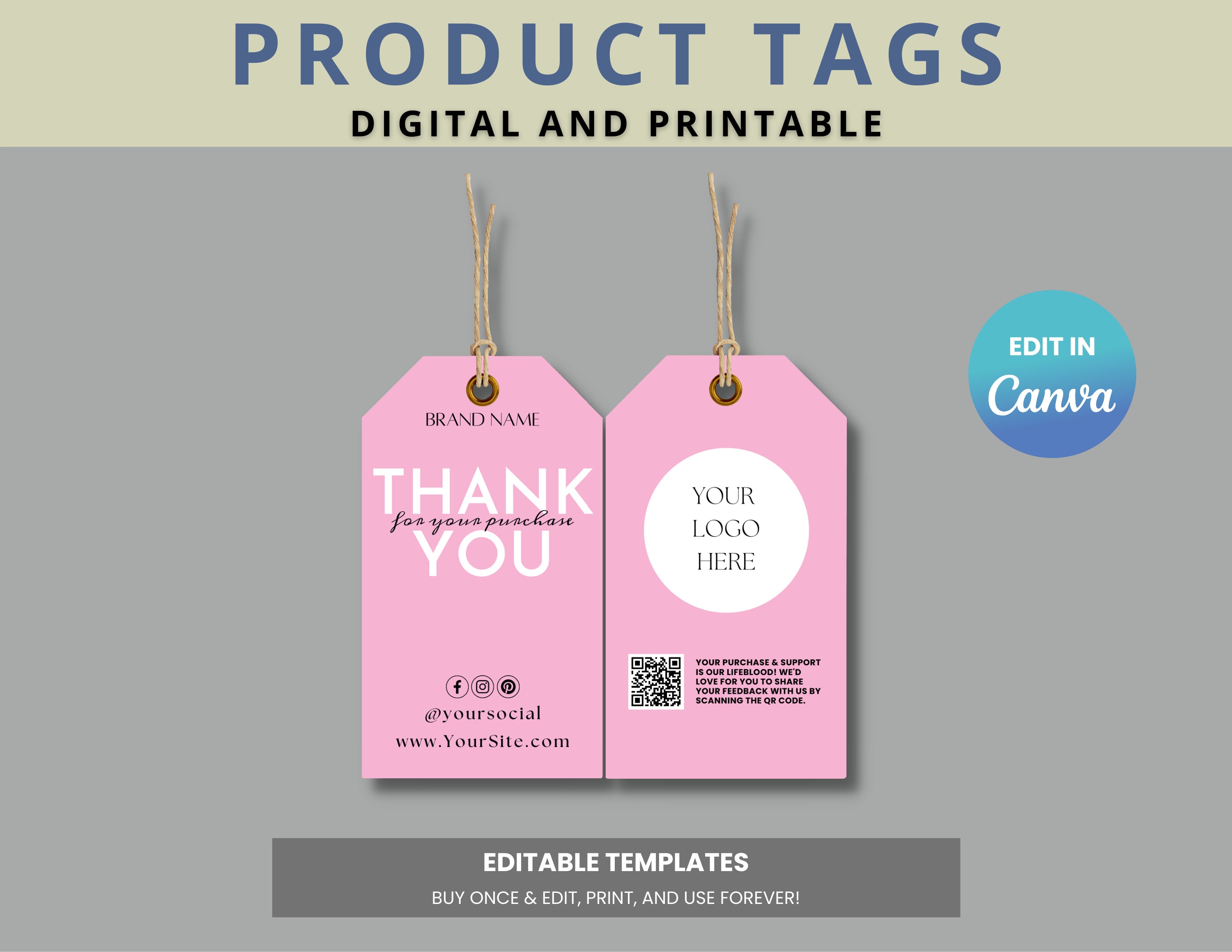Printable Hang Tag Editable Clothing Tag Price Tag Hang Tag Design
