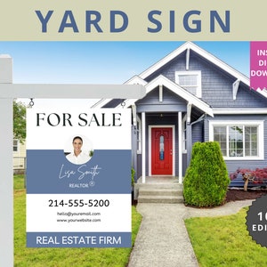 Custom Real Estate Yard Sign Template | 18x24&quot; For Sale Sign | Editable Canva Design