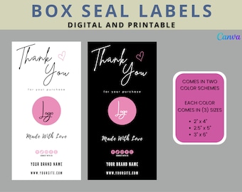 Box Seal Label Template, Editable Packaging Seal Sticker (PL1)