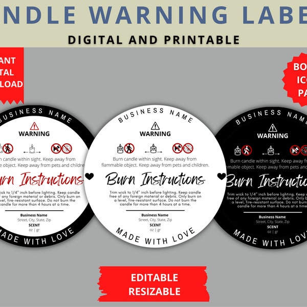 Katutude Avertissement De Bougie, Étiquettes D'avertissement De Bougie Rondes Autocollants De Sécurité Étiquettes D'avertissement Pour Bougies