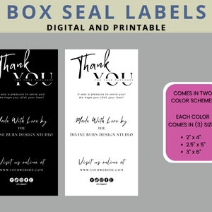 Box Seal Label Template, Editable Packaging Seal Sticker (PL2)