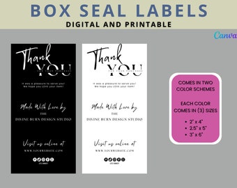 Box Seal Label Template, Editable Packaging Seal Sticker (PL2)