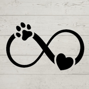 Tattoo Stencil Infinity Paw Print Dog Love SVG, PNG, digital download