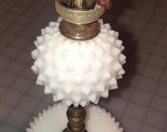 Vintage milk, glass white hobnail swirl lamp