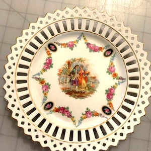 Vintage lace edge decorative plate German
