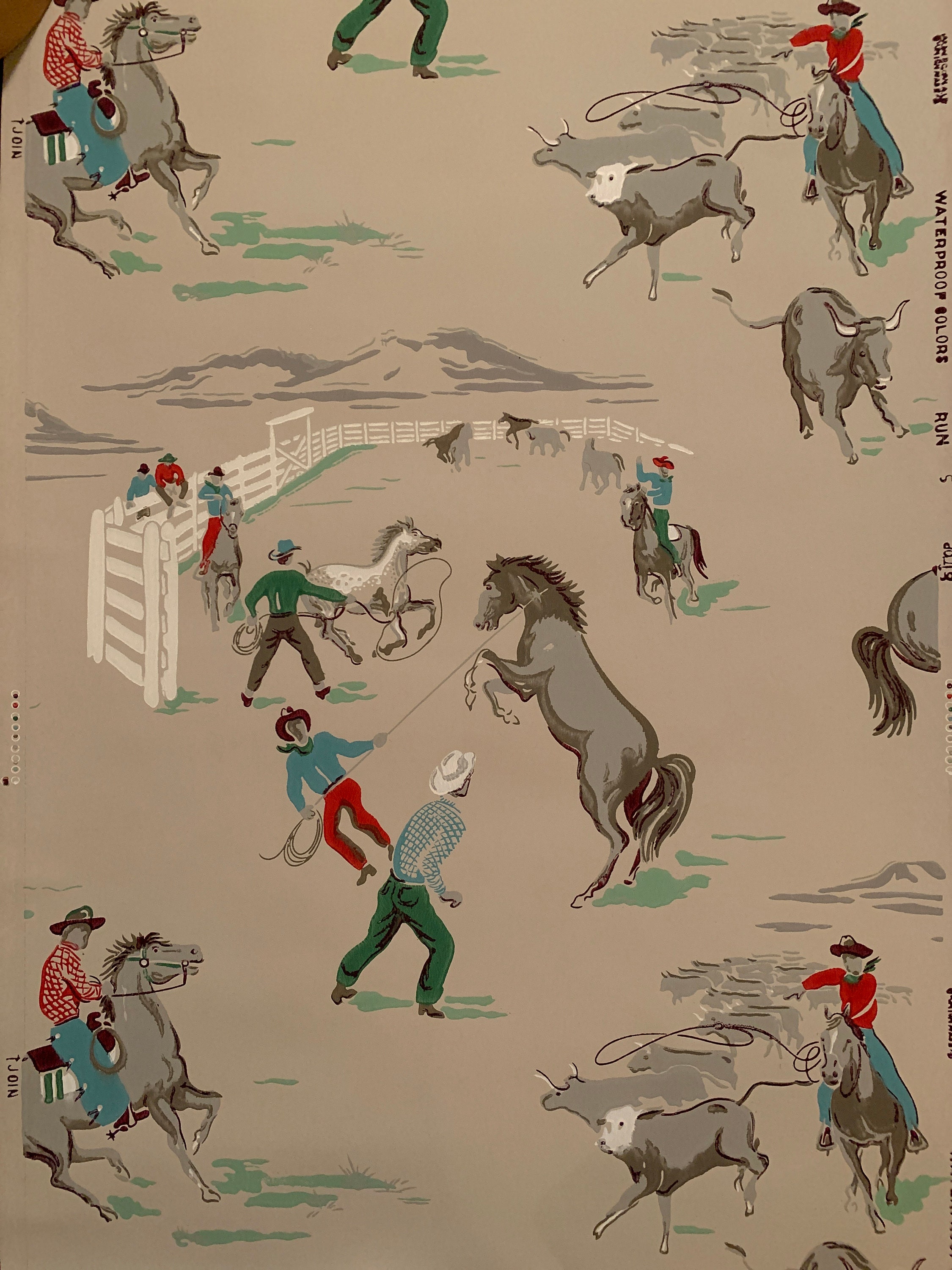 Vintage Cowboy Wallpaper by the Yard  Etsy