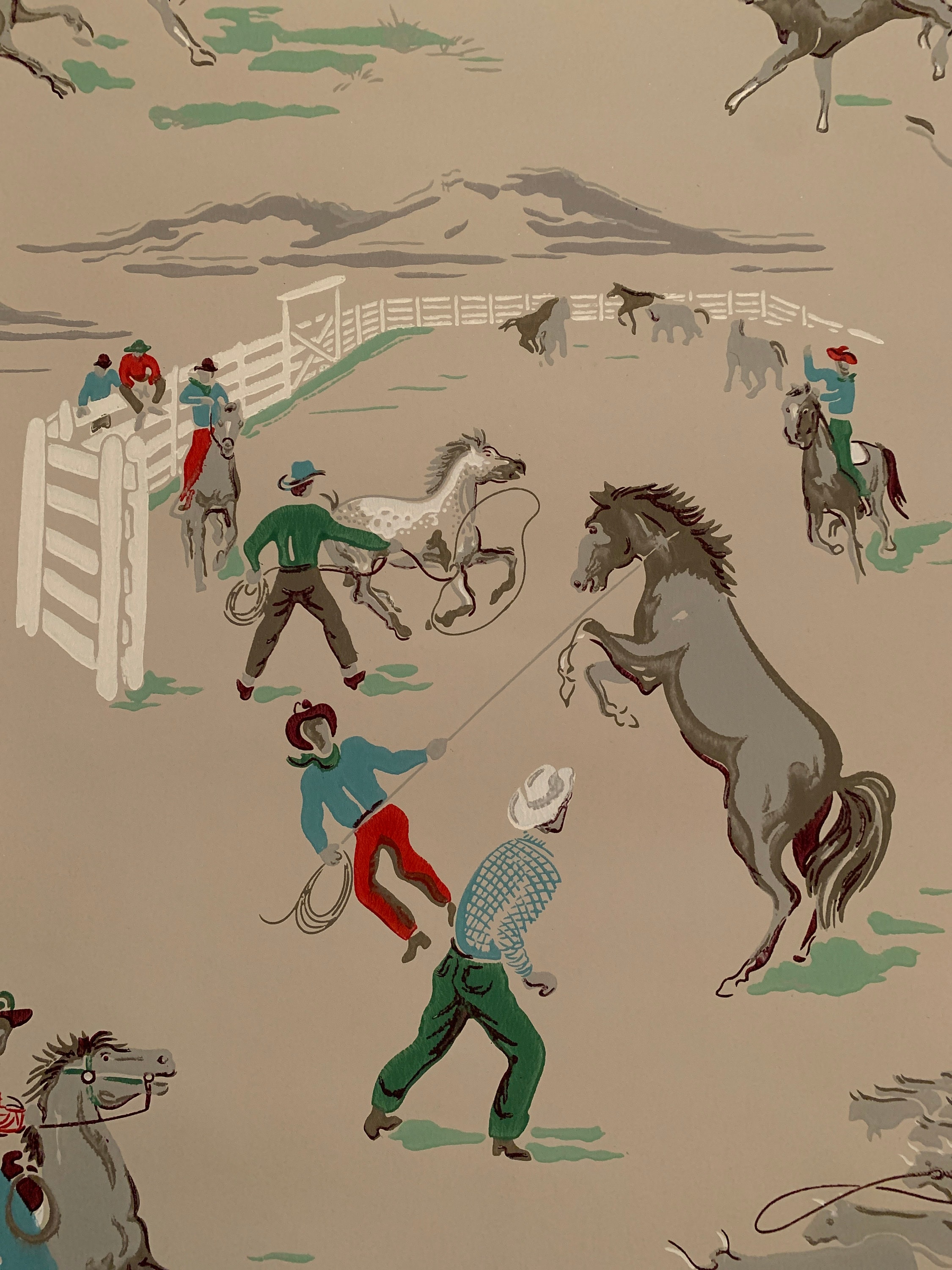 Vintage Cowboy Wallpaper by the Yard - Etsy