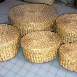 5 set sweet grass woven baskets with lids