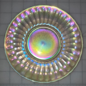 Imperial Depression Carnival glass iridescent amber bread dessert plates