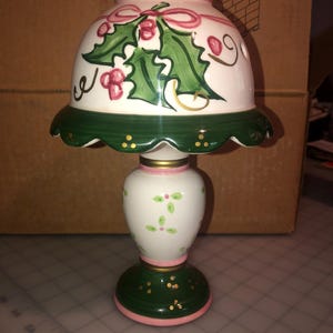 Holiday Holly Ceramic Tea Light Candle Holder Lamp Shade