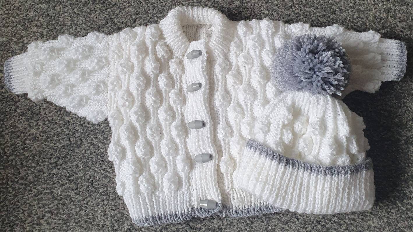 Hand Knitted Baby Jacket and Hat Setmade to Order Etsy UK