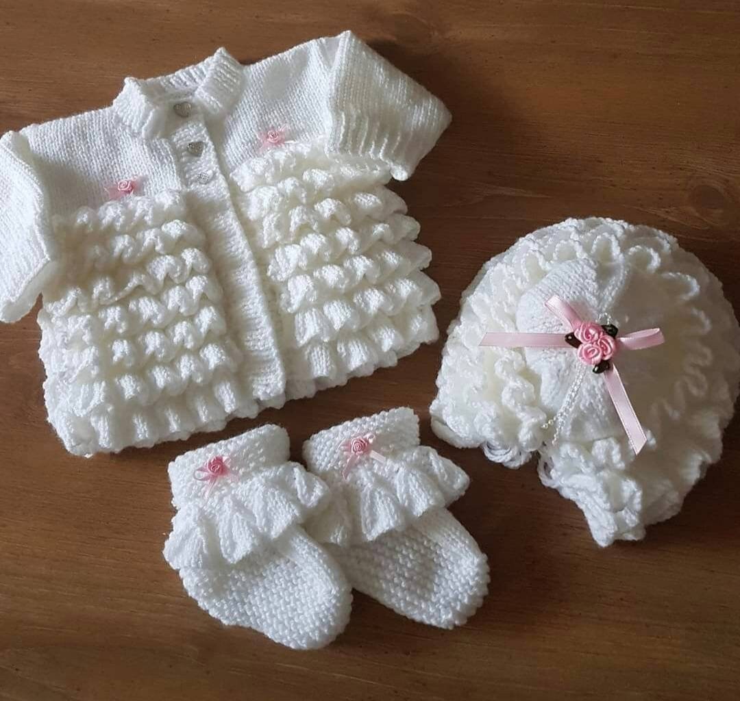 Hand Knitted Baby Jacket and Hat Setmade to Order Etsy UK