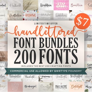 Handlettered Font Bundle - Font Bundle, Handwritten Fonts, Calligraphy Fonts, Script Fonts, Font for Cricut, Procreate Fonts, Commercial Use