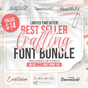 Best Seller Font Bundle Cricut Fonts, Procreate Fonts, Canva Fonts, Branding Font, Handwritten Fonts, Farmhouse Fonts, Fonts for Crafting image 1