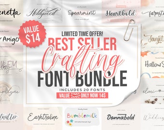 Best Seller Font Bundle - Cricut Fonts, Procreate Fonts, Canva Fonts, Branding Font, Handwritten Fonts, Farmhouse Fonts, Fonts for Crafting