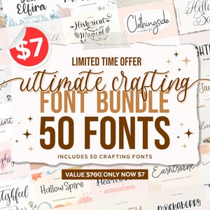 Crafting Handwritten - Font Bundle, Cricut Fonts, Procreate Fonts, Canva Fonts, Branding Font, Handwritten Fonts, Farmhouse Fonts, Crafting