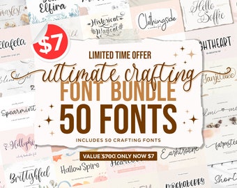 Crafting Handwritten - Font Bundle, Cricut Fonts, Procreate Fonts, Canva Fonts, Branding Font, Handwritten Fonts, Farmhouse Fonts, Crafting