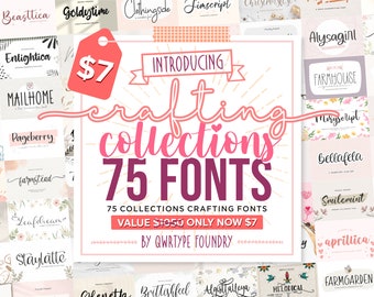 Crafting Font Bundle: 75+ Handwritten & Farmhouse Fonts