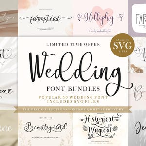 Wedding Font Bundle: 50+ Calligraphy, Script, & Handwritten Fonts