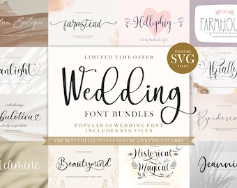 Wedding Font Bundle: 50+ Calligraphy, Script, & Handwritten Fonts