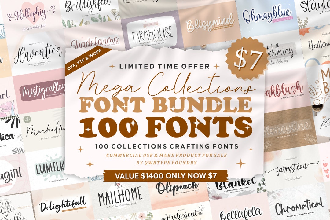 100 Font Mega Bundle – Script, Cursive, & Handwritten Fonts (ttf, Otf ...