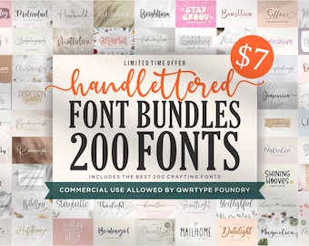 Handlettered Font Bundle - Font Bundle, Handwritten Font, Calligraphy Font, Script Font, Cricut, Procreate, Canva, Wedding, Commercial Use