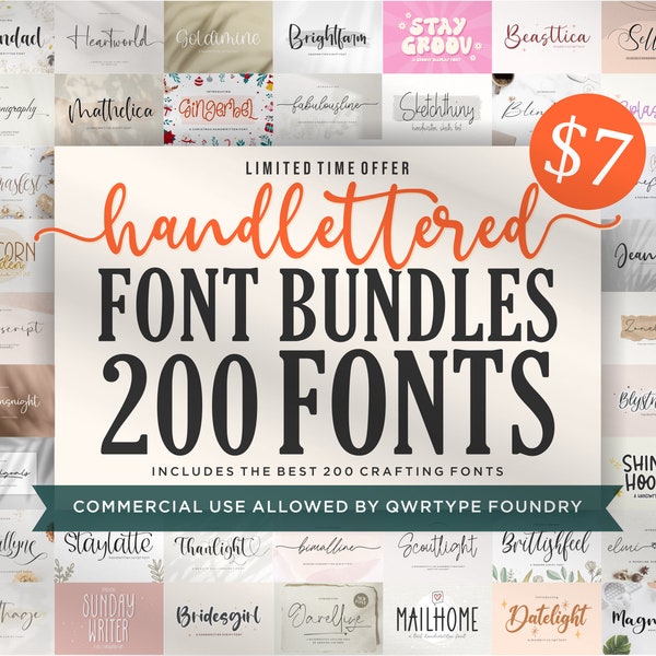 Handlettered Font Bundle - Schrift Bundle, Handgeschriebene Schrift, Kalligraphie Schrift, Schreibschrift, Cricut, Procreate, Canva, Hochzeit, kommerzielle Nutzung