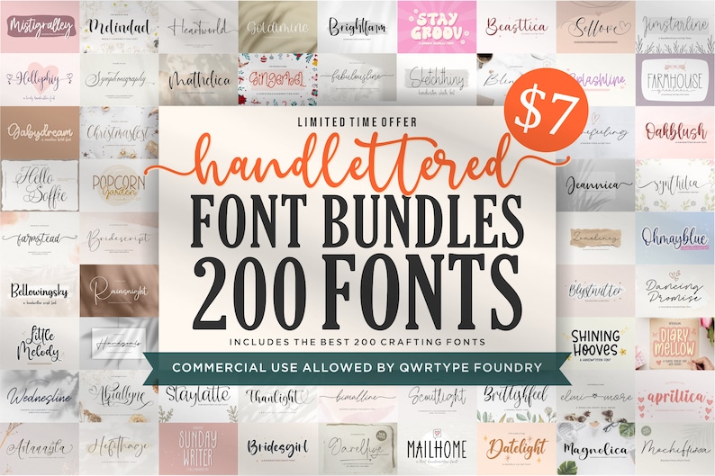 Handlettered Font Bundle Font Bundle, Handwritten Font, Calligraphy Font, Script Font, Cricut, Procreate, Canva, Wedding, Commercial Use image 1