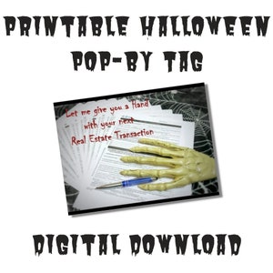 Real Estate Pop-by Tag for Halloween (Let Me Give You a Hand) Halloween Pop by Tags