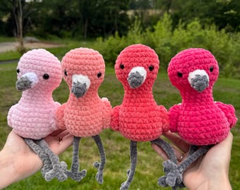 Crochet Flamingo Plush | Handmade Floppy-Legged Bird Gift