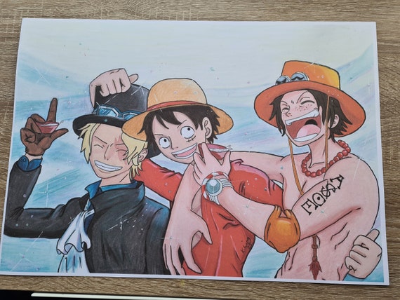 Big Brother Ace and Luffy- One Piece, an art print by Kaytlin