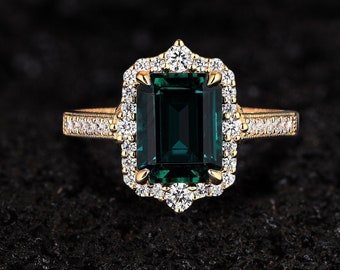 Vintage Emerald Engagement Ring Gold Dainty May Birthstone - Etsy